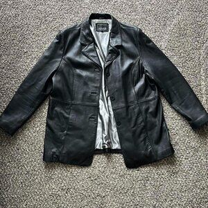 Adler Genuine Lamb Skin Leather Trench Coat Mens XL Black Biker Moto Minimalist